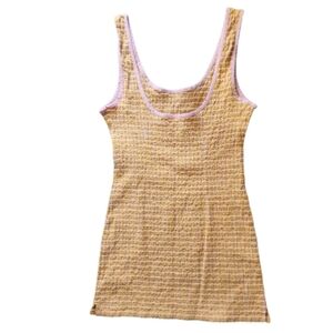 Free-Est Textured Smocked Bodycon Tank Dress – Orange Plaid | SP